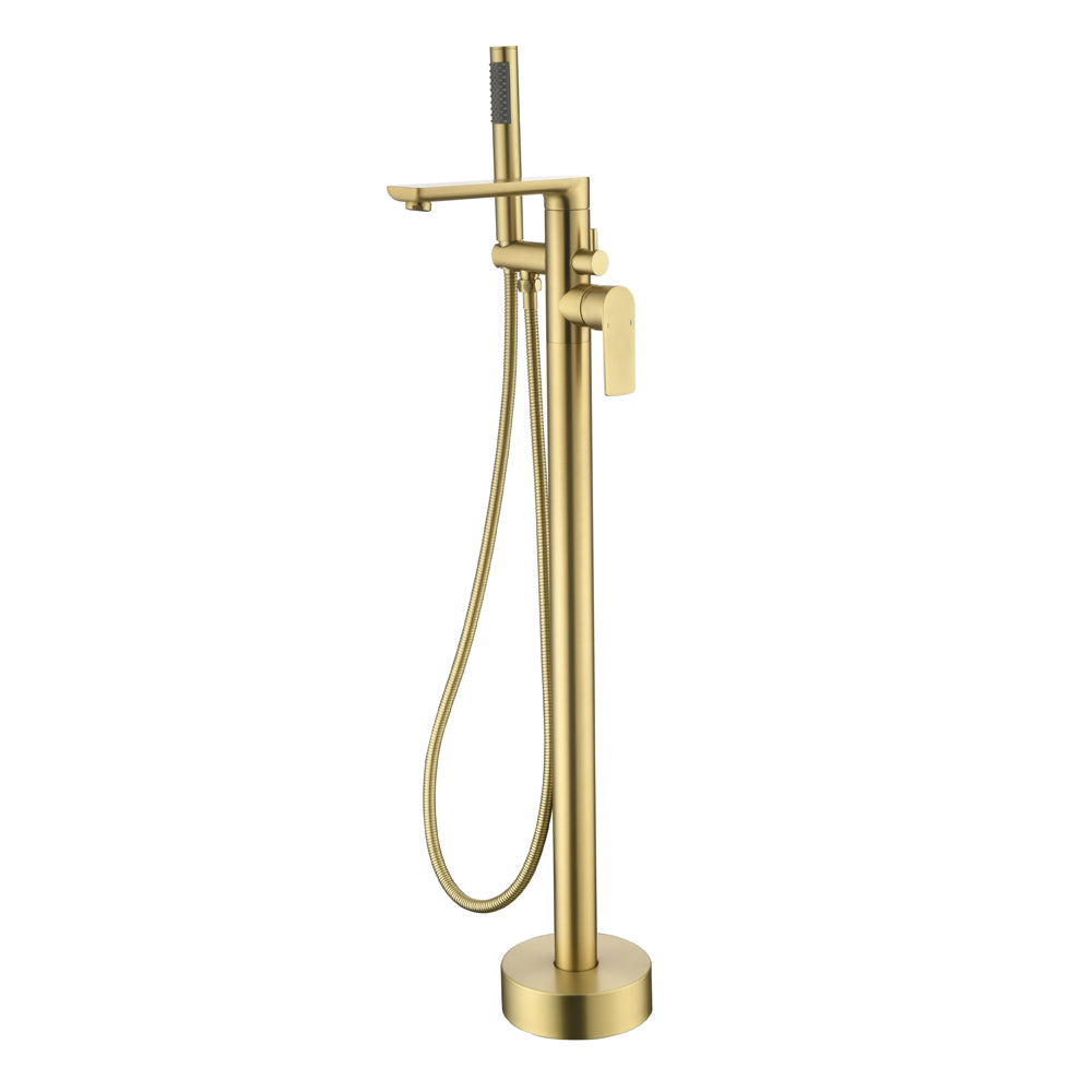 Freestanding Bathtub Faucet Tub Filler Black Floor Mount Brass Single Handle Bathroom Faucets with Hand Shower