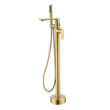Freestanding Bathtub Faucet Tub Filler Black Floor Mount Brass Single Handle Bathroom Faucets with Hand Shower