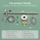 Freestanding Bathtub Faucet Tub Filler Black Floor Mount Brass Single Handle Bathroom Faucets with Hand Shower
