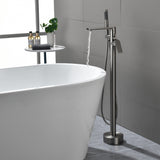 Freestanding Bathtub Faucet Tub Filler Black Floor Mount Brass Single Handle Bathroom Faucets with Hand Shower