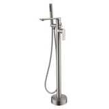 Freestanding Bathtub Faucet Tub Filler Black Floor Mount Brass Single Handle Bathroom Faucets with Hand Shower