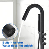 CUPC Freestanding Bathtub Faucet 3 Knob Bathroom Brass Floor Mounted Tub Filler with Hand Shower