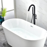 CUPC Freestanding Bathtub Faucet 3 Knob Bathroom Brass Floor Mounted Tub Filler with Hand Shower