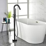 CUPC Freestanding Bathtub Faucet 3 Knob Bathroom Brass Floor Mounted Tub Filler with Hand Shower