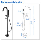 CUPC Freestanding Bathtub Faucet 3 Knob Bathroom Brass Floor Mounted Tub Filler with Hand Shower