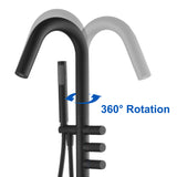 CUPC Freestanding Bathtub Faucet 3 Knob Bathroom Brass Floor Mounted Tub Filler with Hand Shower