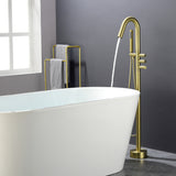 CUPC Freestanding Bathtub Faucet 3 Knob Bathroom Brass Floor Mounted Tub Filler with Hand Shower