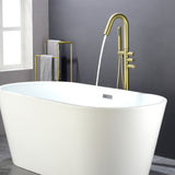 CUPC Freestanding Bathtub Faucet 3 Knob Bathroom Brass Floor Mounted Tub Filler with Hand Shower