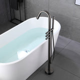 CUPC Freestanding Bathtub Faucet 3 Knob Bathroom Brass Floor Mounted Tub Filler with Hand Shower