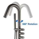 CUPC Freestanding Bathtub Faucet 3 Knob Bathroom Brass Floor Mounted Tub Filler with Hand Shower