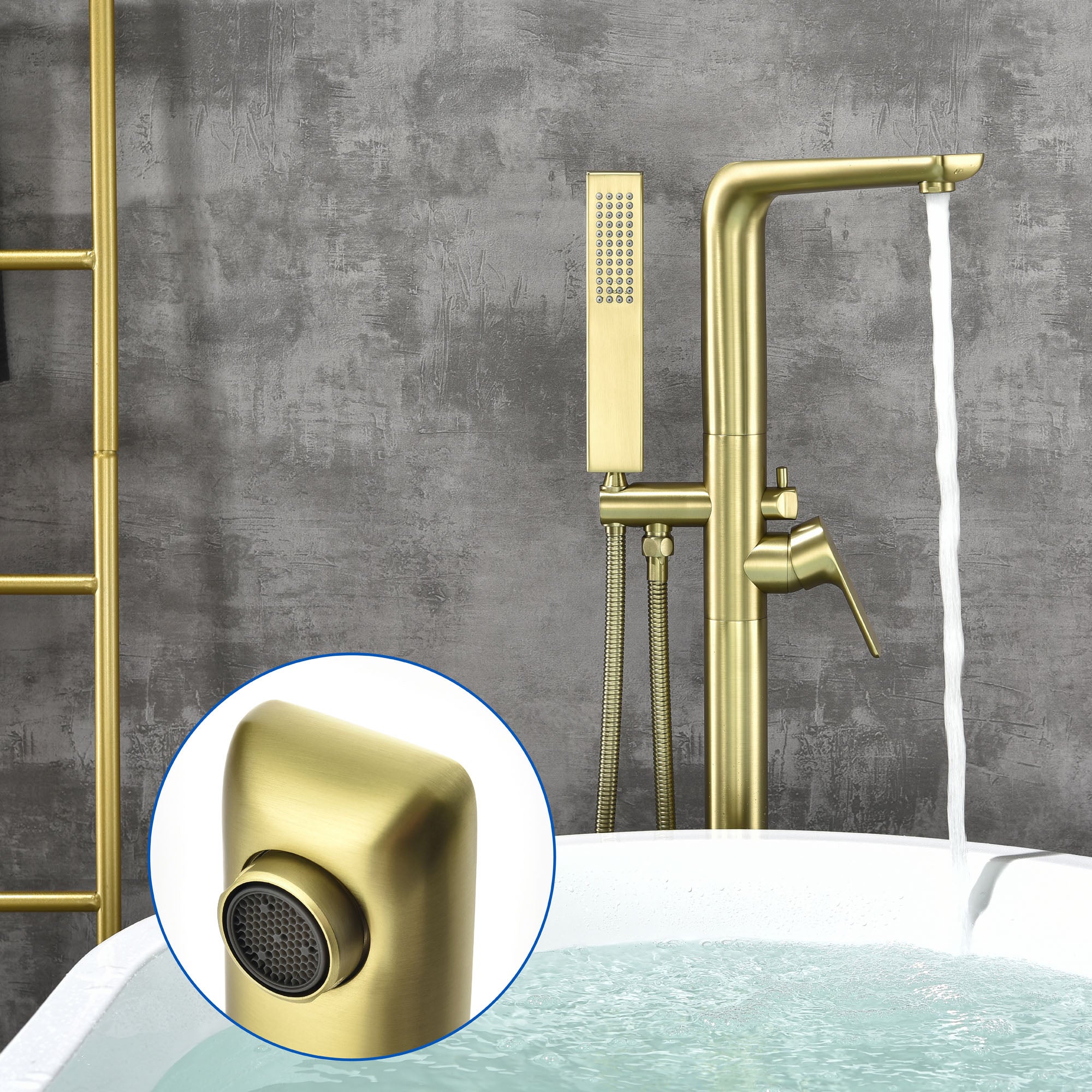 Freestanding Bathtub Faucet with Handheld Shower