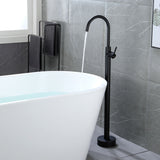 360° Rotation Freestanding Bathtub Faucet One Function Floor Mount Tub Filler in Brushed Gold, Matte Black, Brushed Nickel
