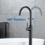 360° Rotation Freestanding Bathtub Faucet One Function Floor Mount Tub Filler in Brushed Gold, Matte Black, Brushed Nickel