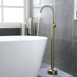 360° Rotation Freestanding Bathtub Faucet One Function Floor Mount Tub Filler in Brushed Gold, Matte Black, Brushed Nickel