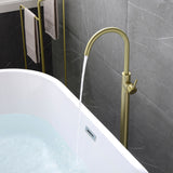 360° Rotation Freestanding Bathtub Faucet One Function Floor Mount Tub Filler in Brushed Gold, Matte Black, Brushed Nickel