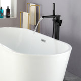 Freestanding Bathtub Faucet Single Handle Waterfall Tub Filler with Handheld Shower Brushed Gold