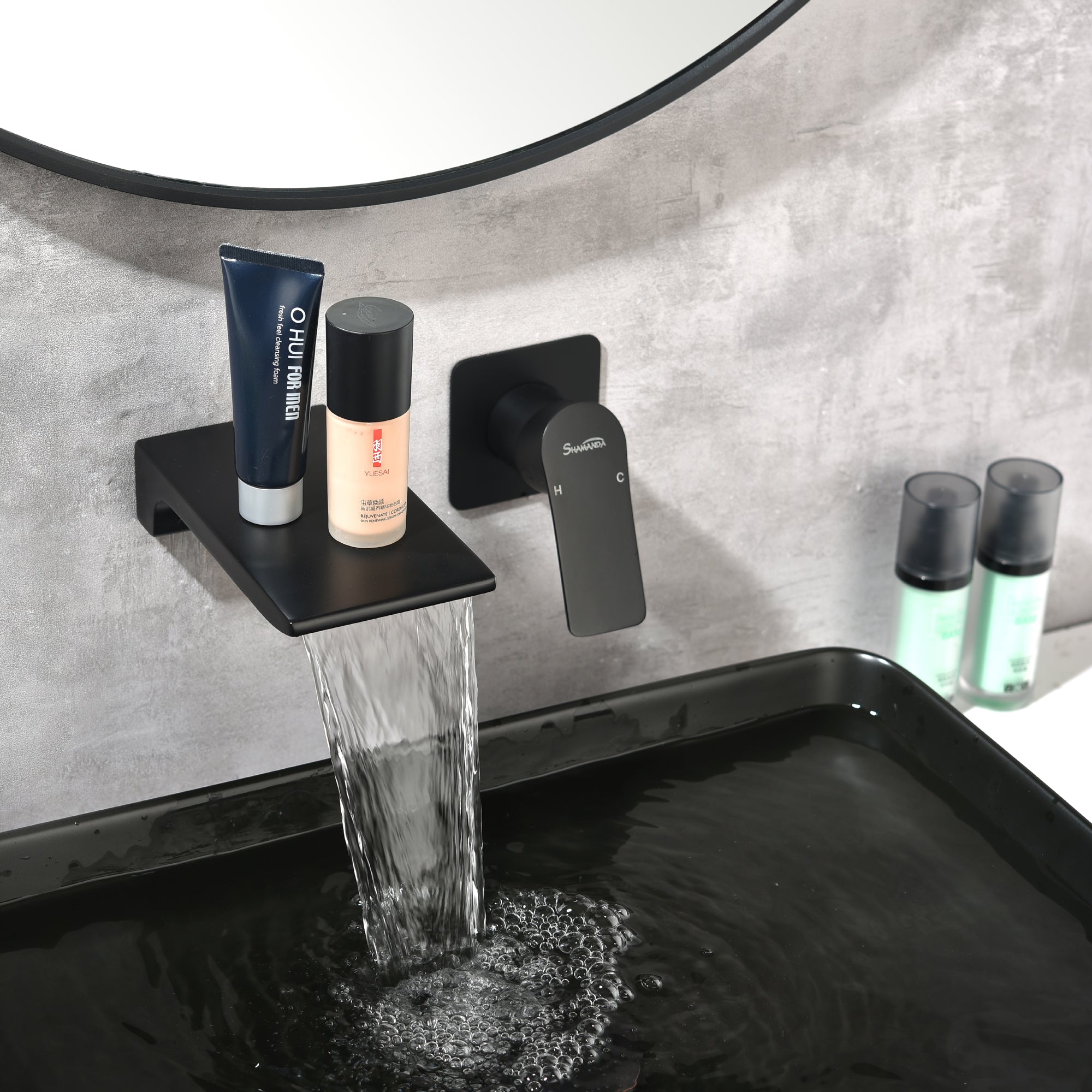 SHAMANDA Wall Mounted Bathroom Sink Faucet with Single Handle Lavatory Faucet Solid Brass Basin Mixer Tap