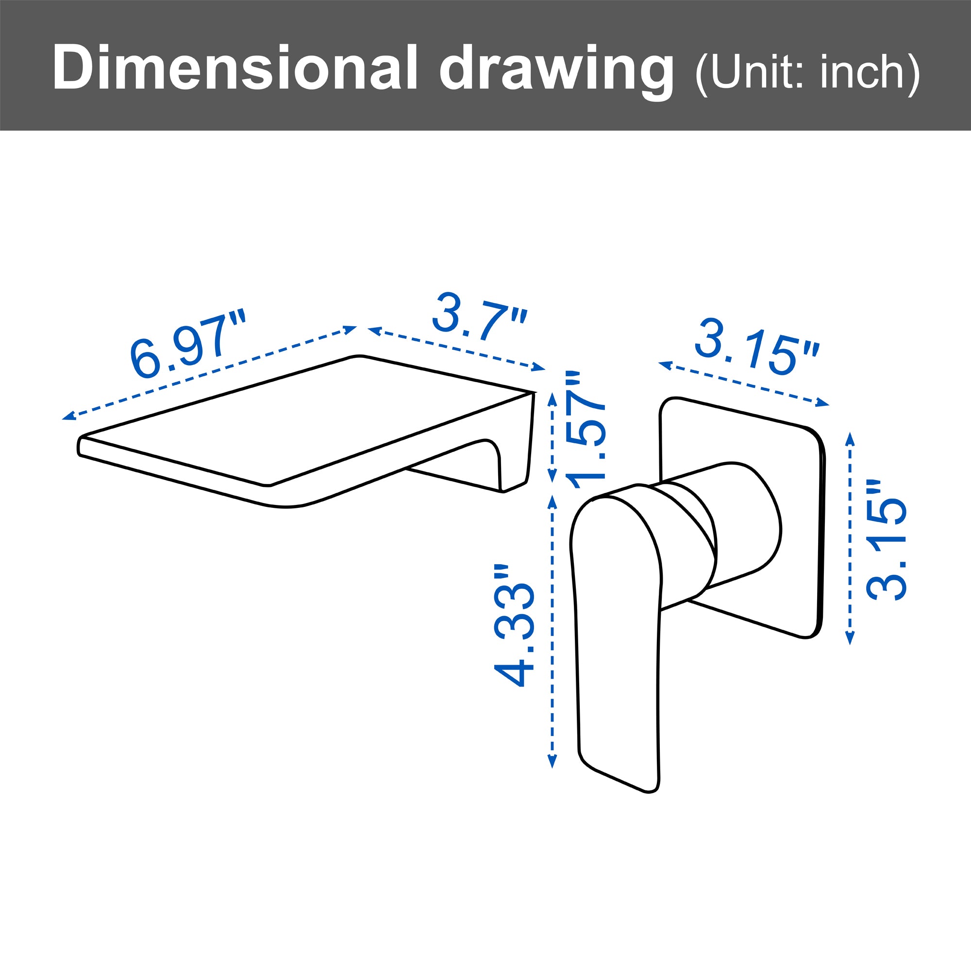 SHAMANDA Wall Mounted Bathroom Sink Faucet with Single Handle Lavatory Faucet Solid Brass Basin Mixer Tap