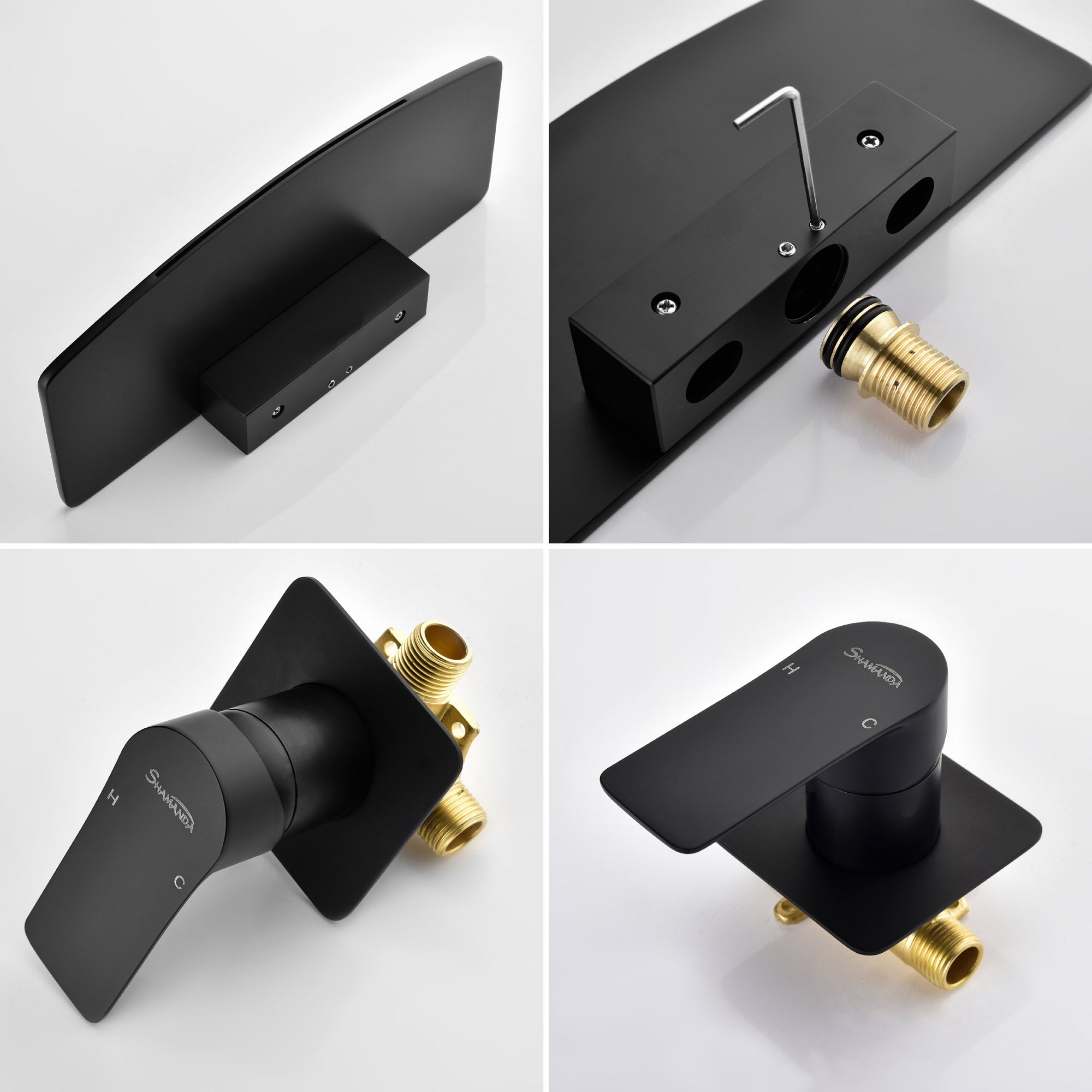 Waterfall faucet for bathtubs and washbasins One Handle Hot Cold Water Mixer 2 Holes Wall Mount Vanity Faucet