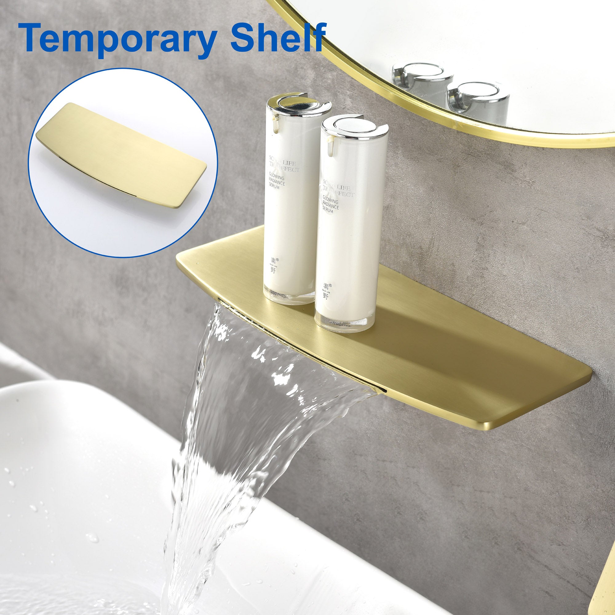 Waterfall faucet for bathtubs and washbasins One Handle Hot Cold Water Mixer 2 Holes Wall Mount Vanity Faucet