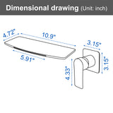 Waterfall faucet for bathtubs and washbasins One Handle Hot Cold Water Mixer 2 Holes Wall Mount Vanity Faucet