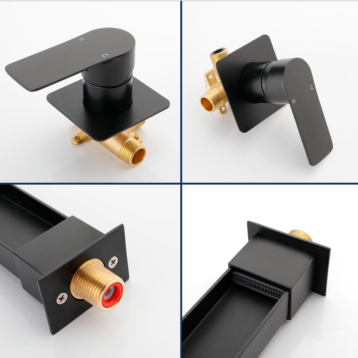 Wall Mount Tub Filler Waterfall Bathtub Faucet High Flow Bath Filler Faucet with Extra Long Spout Bathroom Faucets with Rough-in Valve Trim kit