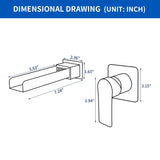 Wall Mount Tub Filler Waterfall Bathtub Faucet High Flow Bath Filler Faucet with Extra Long Spout Bathroom Faucets with Rough-in Valve Trim kit