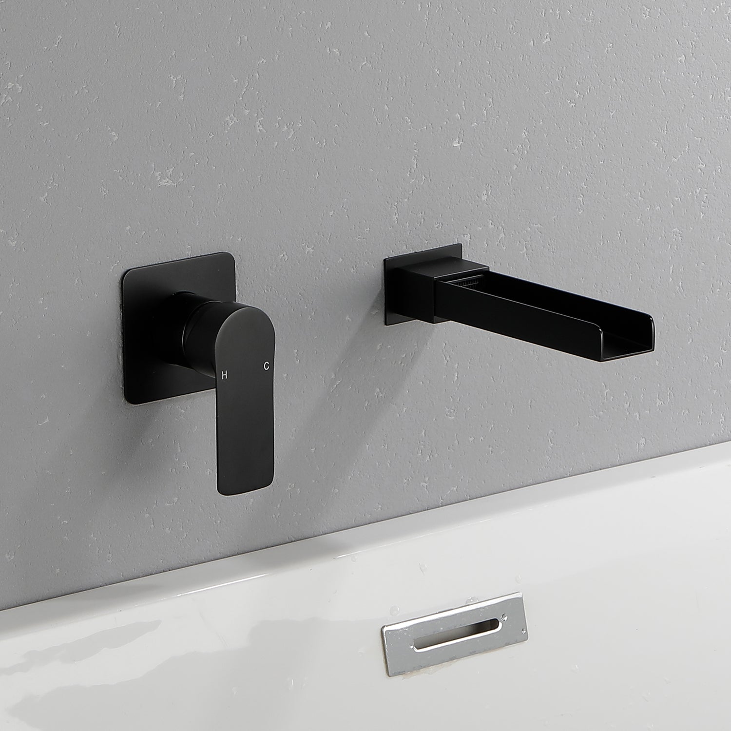 Wall Mount Tub Filler Waterfall Bathtub Faucet High Flow Bath Filler Faucet with Extra Long Spout Bathroom Faucets with Rough-in Valve Trim kit