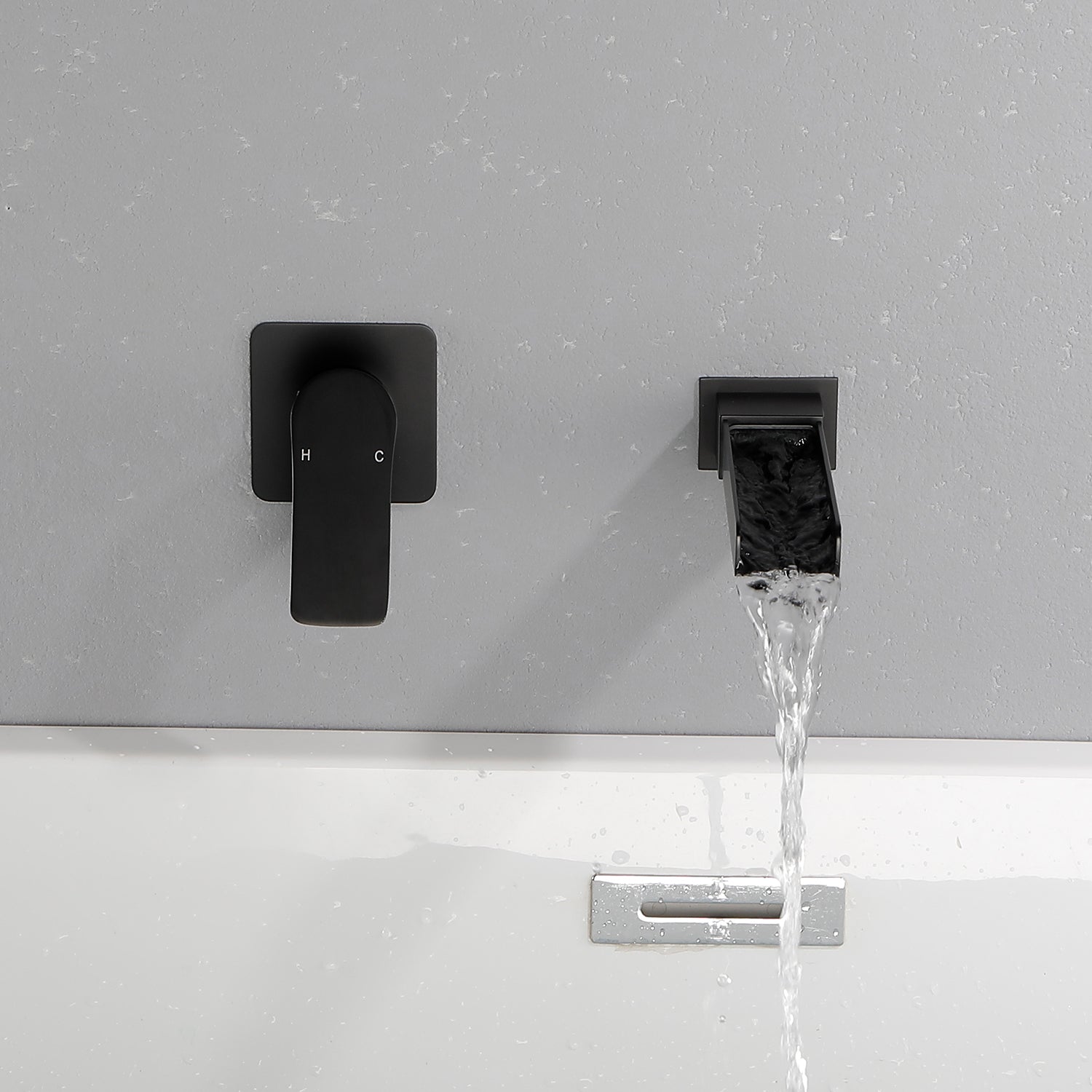 Wall Mount Tub Filler Waterfall Bathtub Faucet High Flow Bath Filler Faucet with Extra Long Spout Bathroom Faucets with Rough-in Valve Trim kit