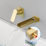 Wall Mount Tub Filler Waterfall Bathtub Faucet High Flow Bath Filler Faucet with Extra Long Spout Bathroom Faucets with Rough-in Valve Trim kit