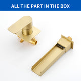 Wall Mount Tub Filler Waterfall Bathtub Faucet High Flow Bath Filler Faucet with Extra Long Spout Bathroom Faucets with Rough-in Valve Trim kit