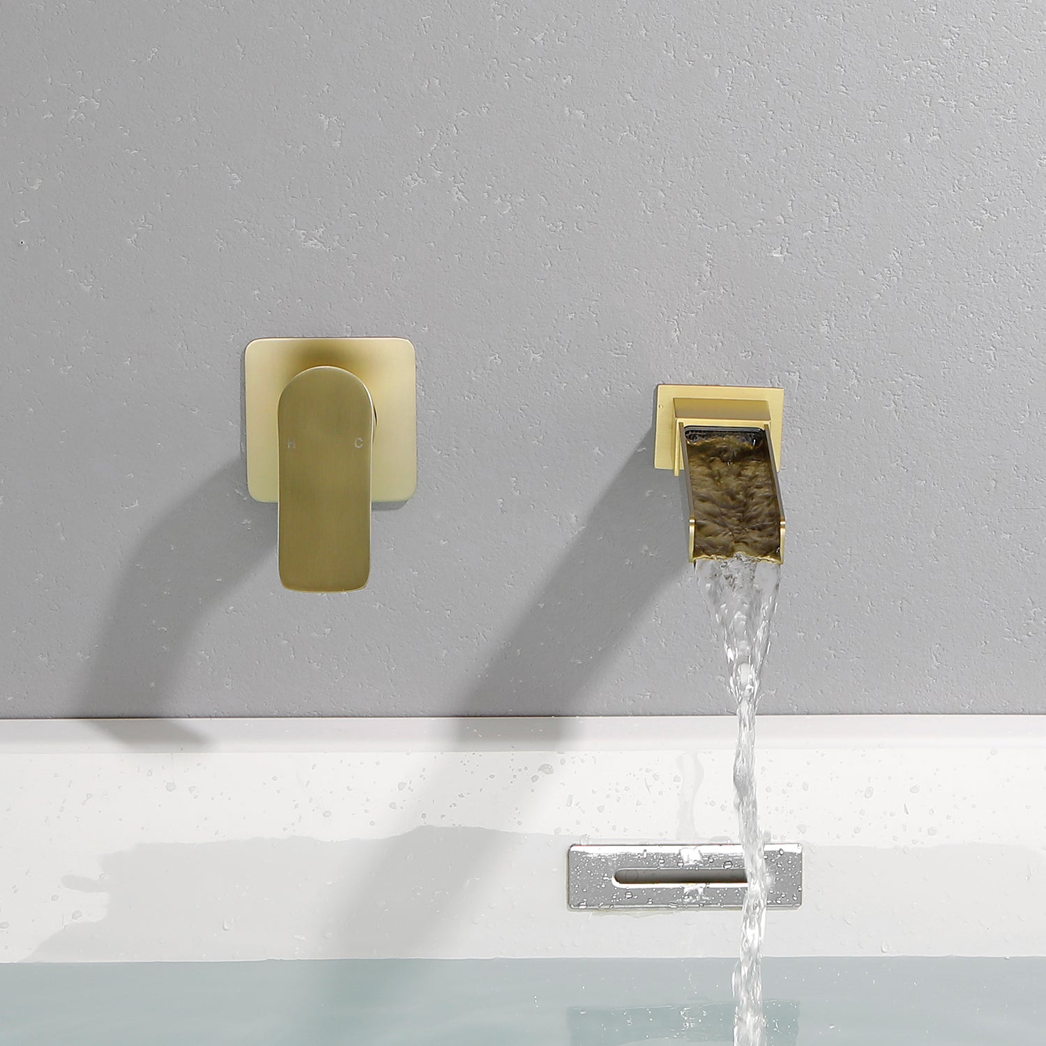 Wall Mount Tub Filler Waterfall Bathtub Faucet High Flow Bath Filler Faucet with Extra Long Spout Bathroom Faucets with Rough-in Valve Trim kit