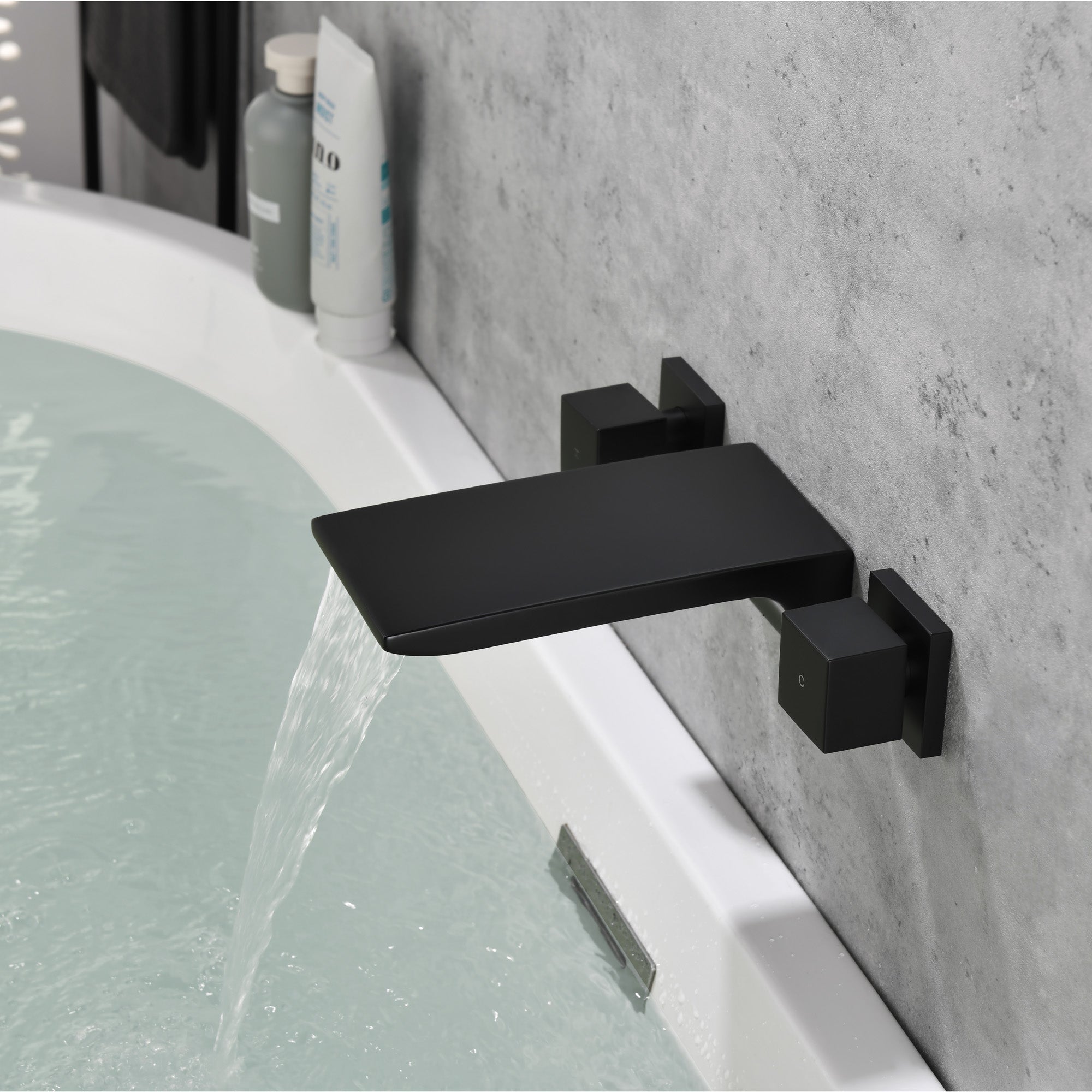 Waterfall Faucet Wall Mount,2 Handles Bathroom Waterfall Tub Faucet, Wall Mount Bathtub Filler
