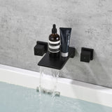 Waterfall Faucet Wall Mount,2 Handles Bathroom Waterfall Tub Faucet, Wall Mount Bathtub Filler
