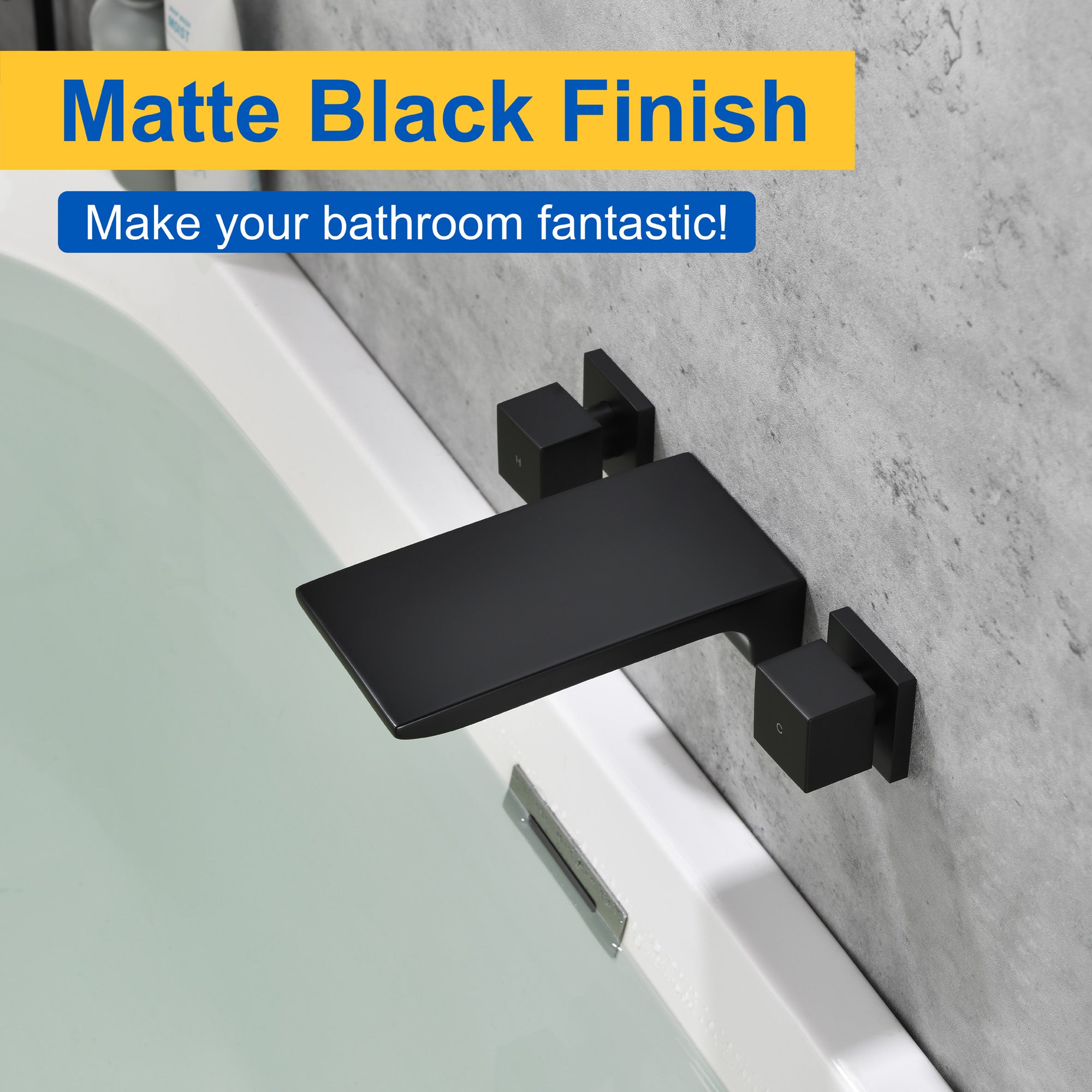 Waterfall Faucet Wall Mount,2 Handles Bathroom Waterfall Tub Faucet, Wall Mount Bathtub Filler