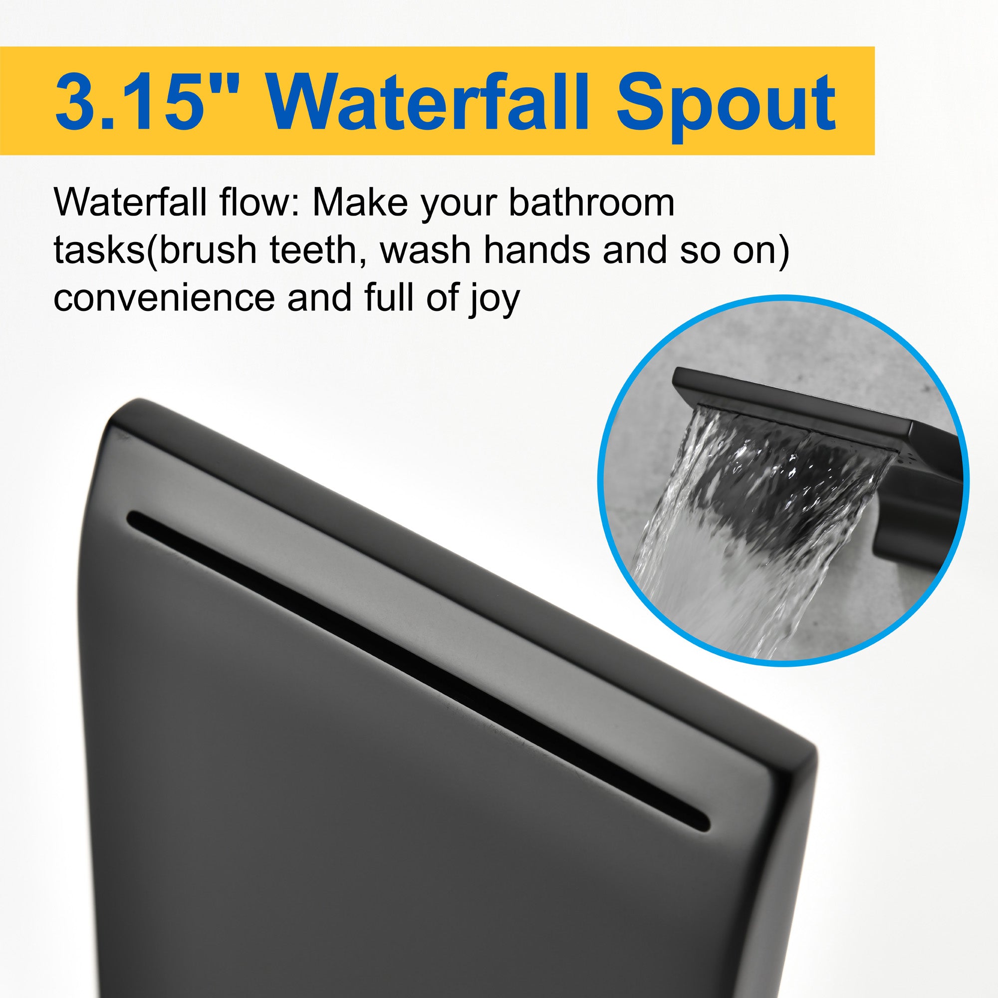 Waterfall Faucet Wall Mount,2 Handles Bathroom Waterfall Tub Faucet, Wall Mount Bathtub Filler