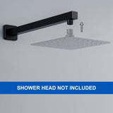 SHAMANDA 16-Inch Brass Shower Extension Arm, Matte Black Universal Shower Straight Wall Mount Shower Arm with Flange for 10"/12" Bathroom Rainfall Showerhead