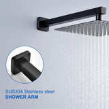 SHAMANDA 16-Inch Brass Shower Extension Arm, Matte Black Universal Shower Straight Wall Mount Shower Arm with Flange for 10"/12" Bathroom Rainfall Showerhead