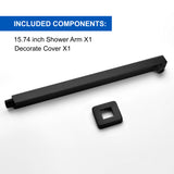 SHAMANDA 16-Inch Brass Shower Extension Arm, Matte Black Universal Shower Straight Wall Mount Shower Arm with Flange for 10"/12" Bathroom Rainfall Showerhead