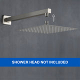 SHAMANDA 16-Inch Brass Shower Extension Arm, Matte Black Universal Shower Straight Wall Mount Shower Arm with Flange for 10"/12" Bathroom Rainfall Showerhead