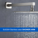 SHAMANDA 16-Inch Brass Shower Extension Arm, Matte Black Universal Shower Straight Wall Mount Shower Arm with Flange for 10"/12" Bathroom Rainfall Showerhead