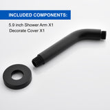 Shower Arm with Flange 6 Inches Wall Mount Replacement Angle Shower Head Arm Wall-Mounted For Fixed Shower Head & Handheld Showerhead