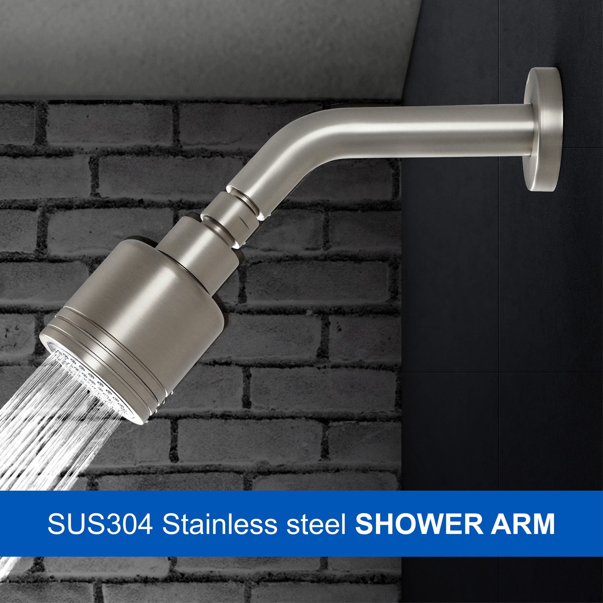 Shower Arm with Flange 6 Inches Wall Mount Replacement Angle Shower Head Arm Wall-Mounted For Fixed Shower Head & Handheld Showerhead