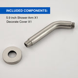 Shower Arm with Flange 6 Inches Wall Mount Replacement Angle Shower Head Arm Wall-Mounted For Fixed Shower Head & Handheld Showerhead