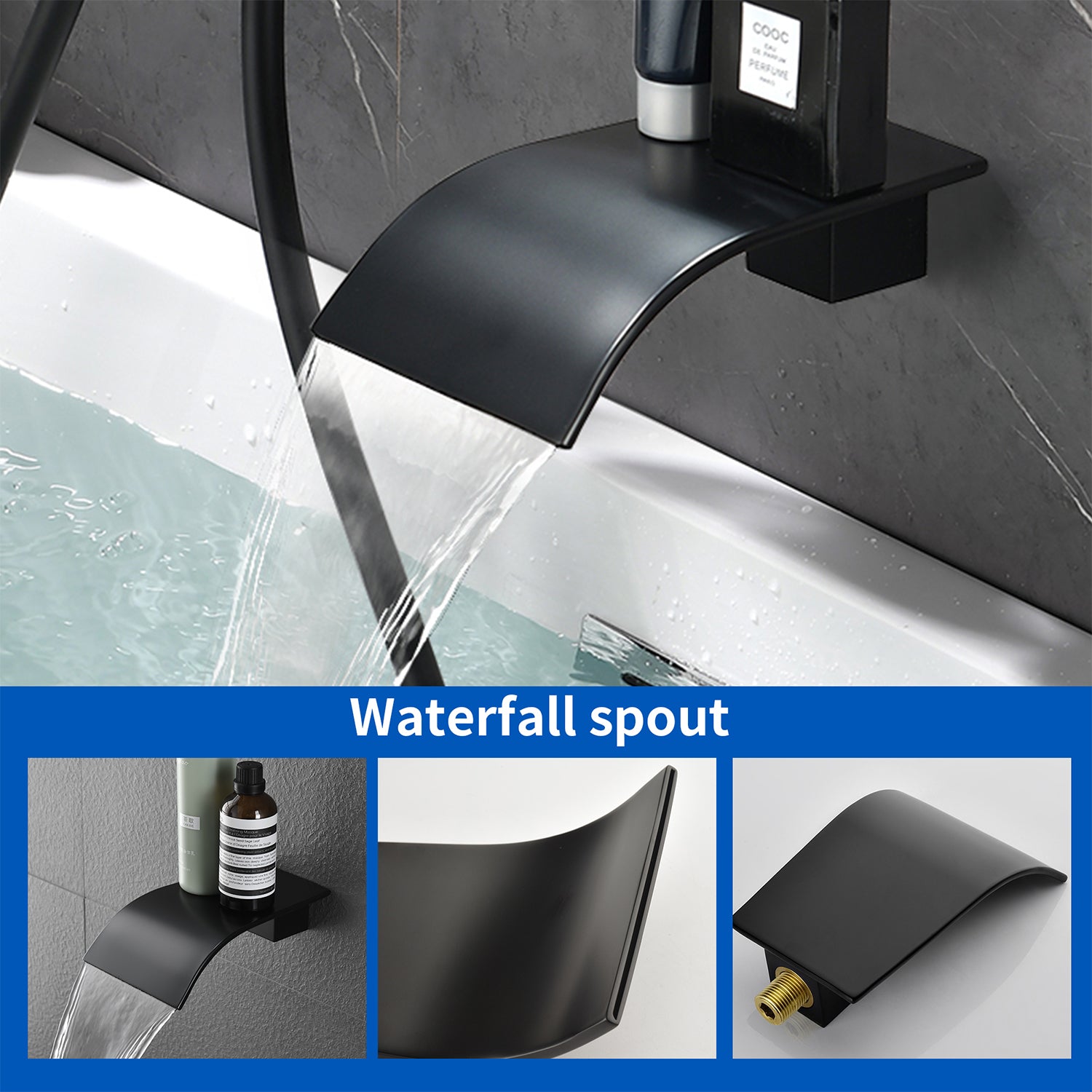 Waterfall Bathtub , Shower System with Sprayer, Shower Faucets Sets Complete, Single Handle Brass Tub Shower Faucet Set