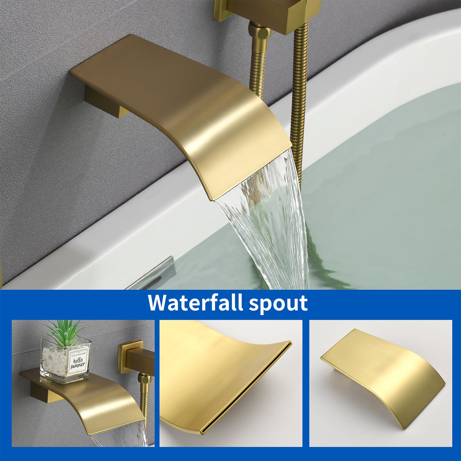 Waterfall Bathtub , Shower System with Sprayer, Shower Faucets Sets Complete, Single Handle Brass Tub Shower Faucet Set