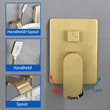 Waterfall Bathtub , Shower System with Sprayer, Shower Faucets Sets Complete, Single Handle Brass Tub Shower Faucet Set