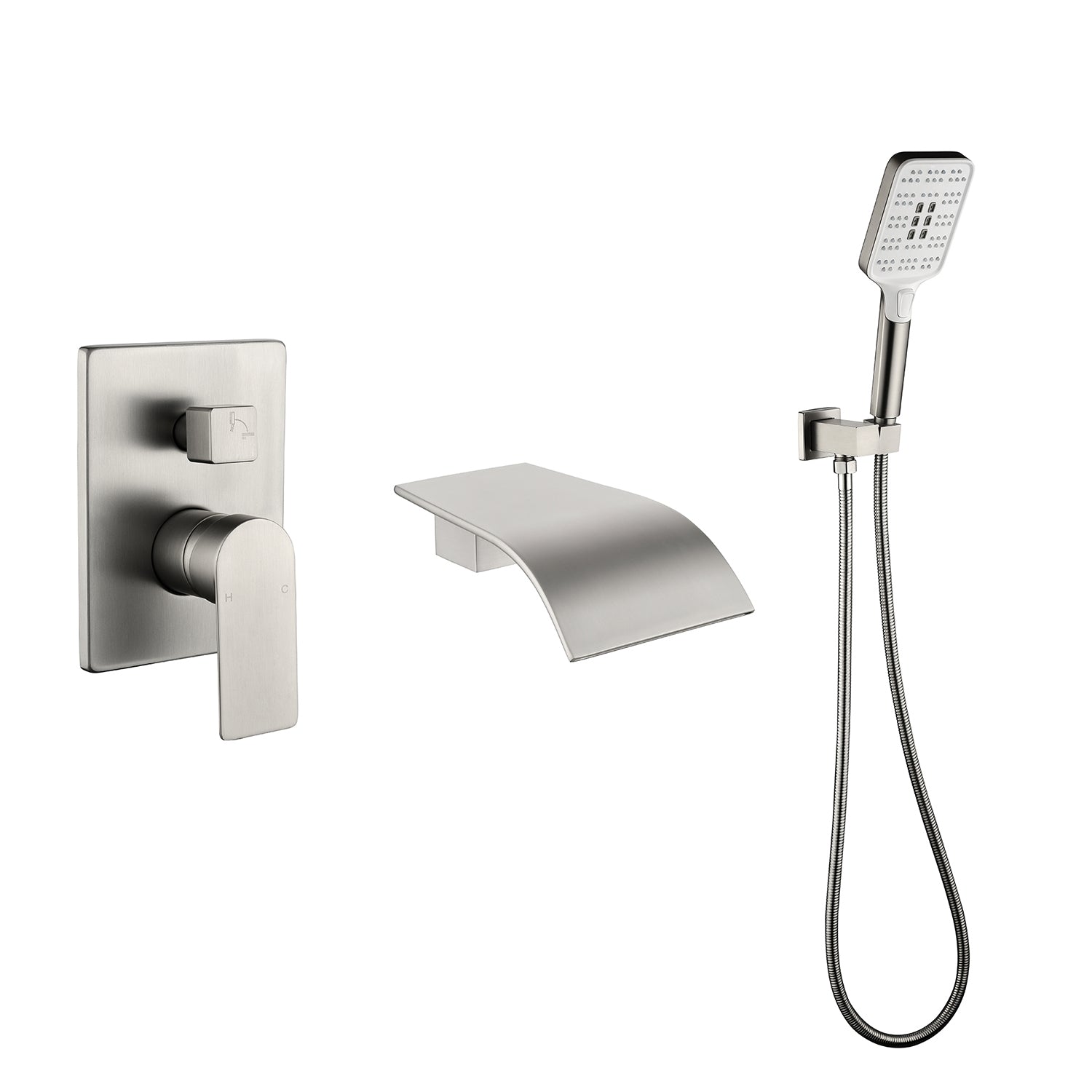 Waterfall Bathtub , Shower System with Sprayer, Shower Faucets Sets Complete, Single Handle Brass Tub Shower Faucet Set