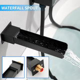 Wall Mount Waterfall Bathtub Faucets with Sprayer Tub Filler Faucet Tub Shower Faucet Set with Rough-in Valve Trim Kit