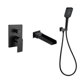 Wall Mount Waterfall Bathtub Faucets with Sprayer Tub Filler Faucet Tub Shower Faucet Set with Rough-in Valve Trim Kit